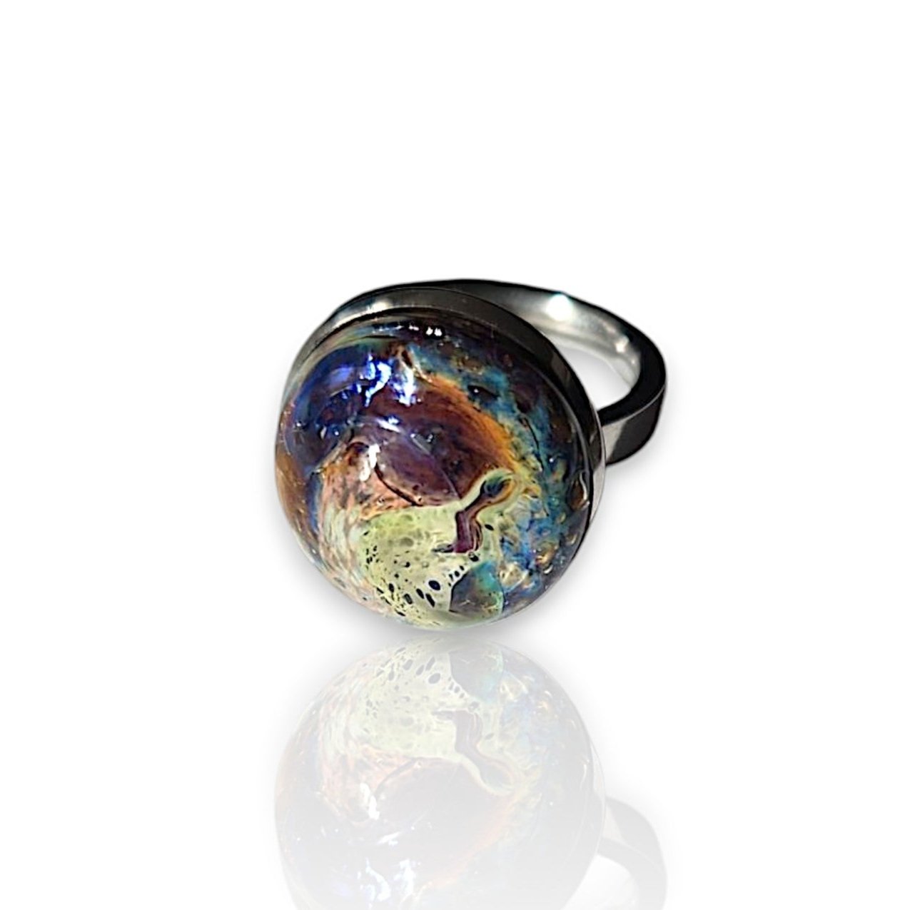 Blue Purple Boro Ring by Dawn Lombard