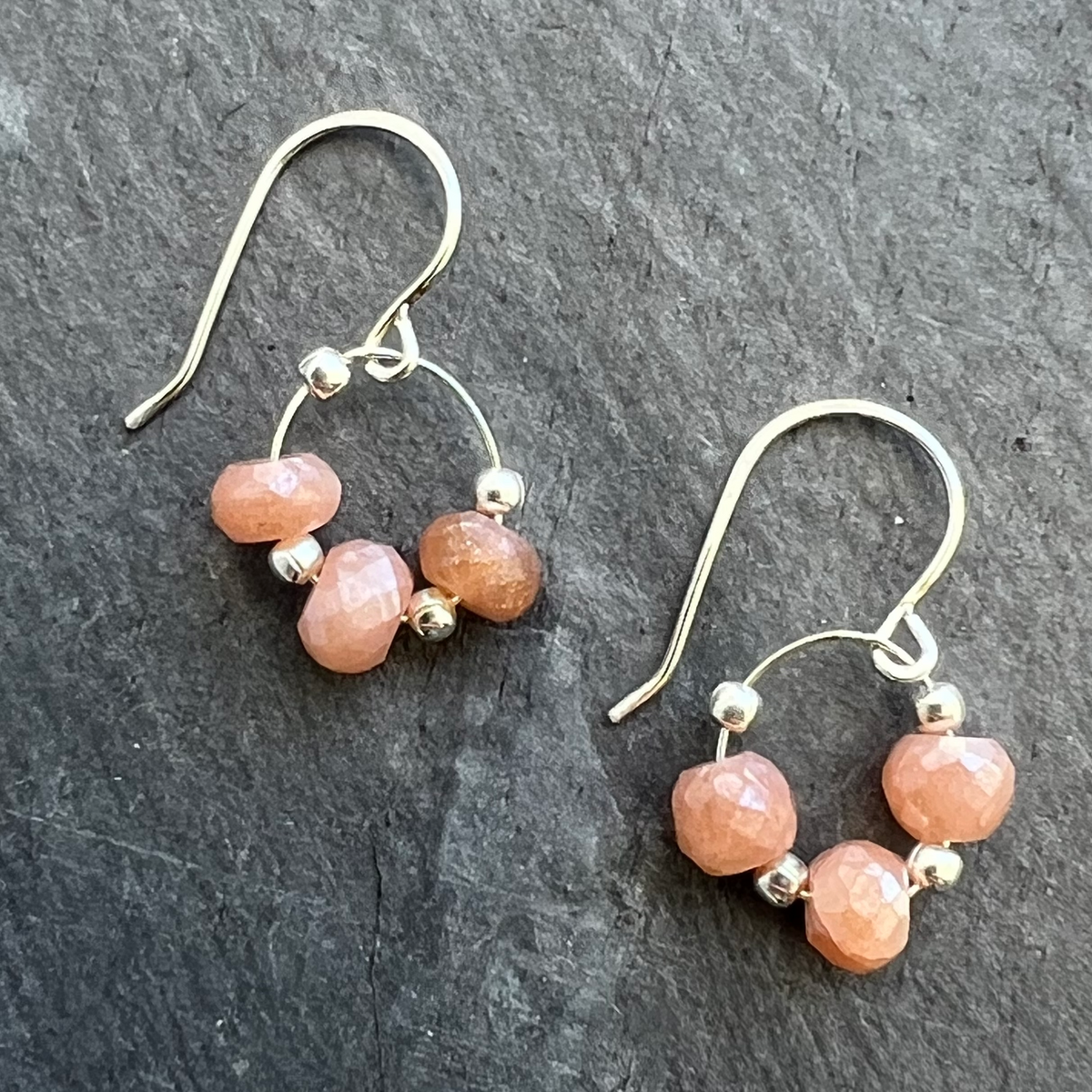 Peach Moonstone Sterling Earrings By Garden of Silver www.gardenofsilver.com