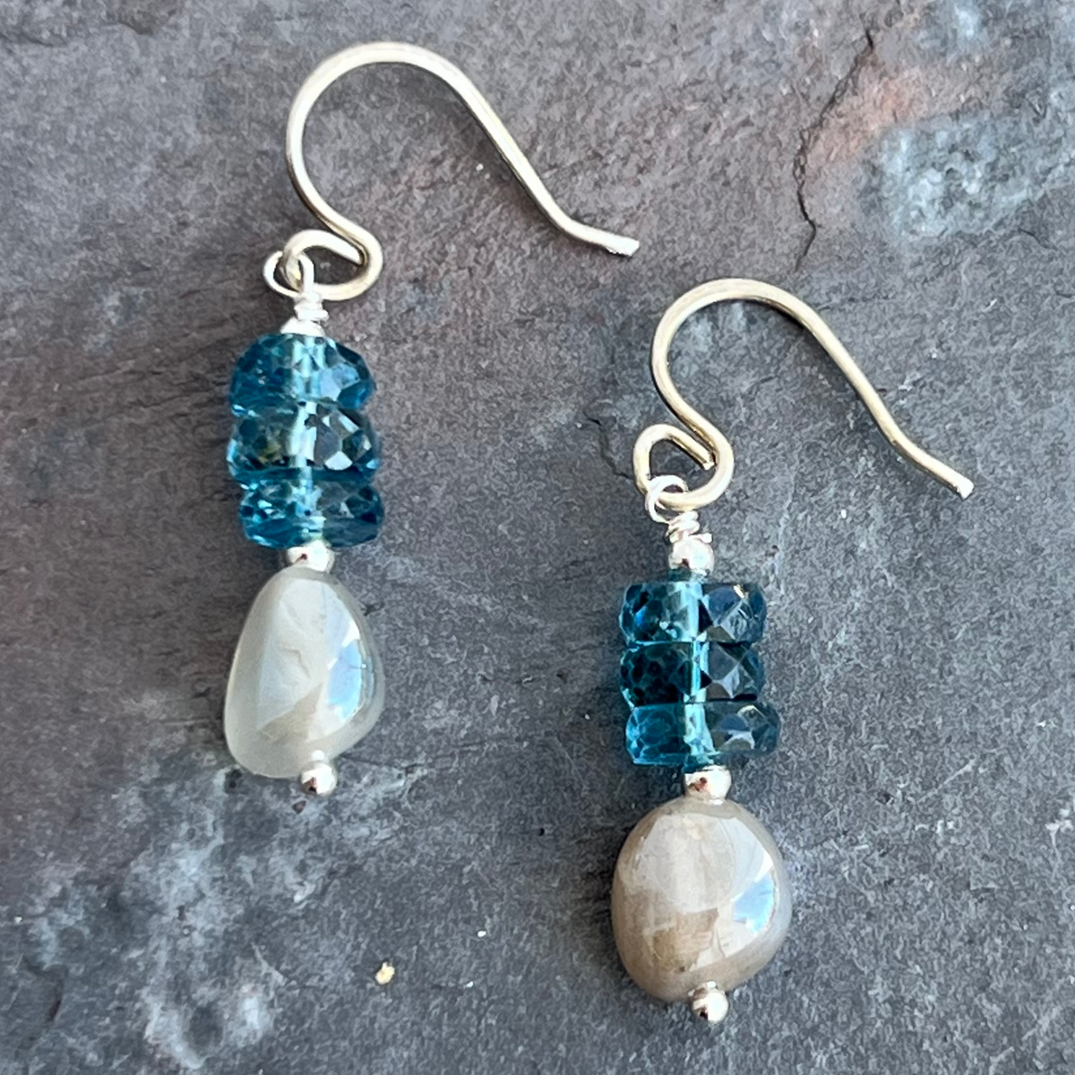 Moonstone London Blue Topaz Sterling Earrings at Garden of Silver. www.gardenofsilver.com