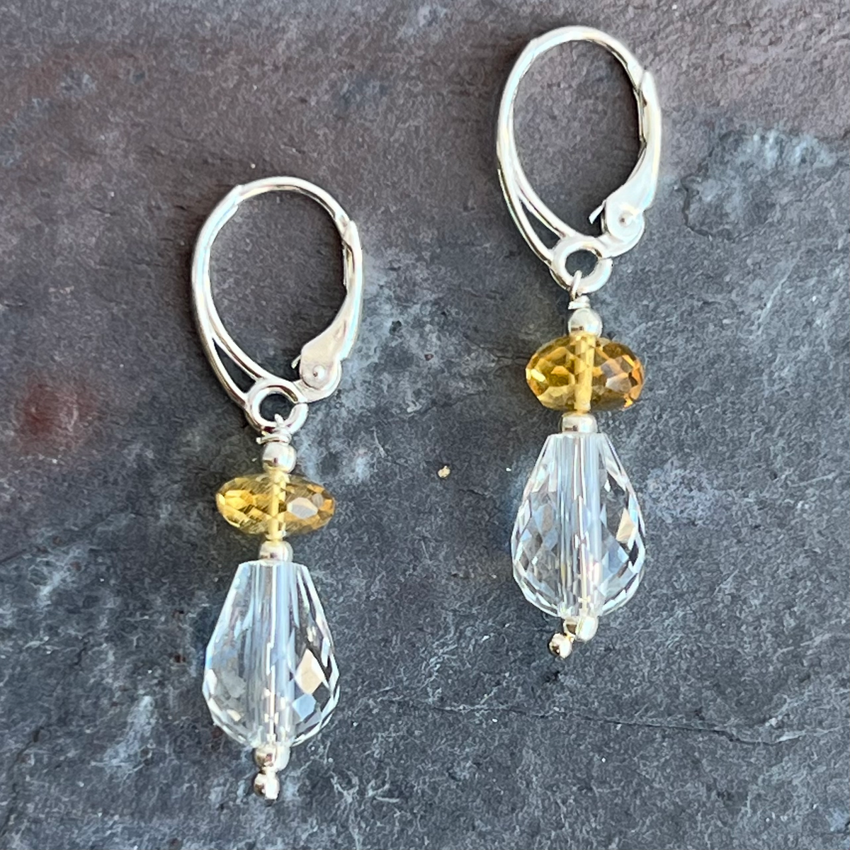 Citrine Crystal Quartz Sterling Earrings at Garden of Silver.