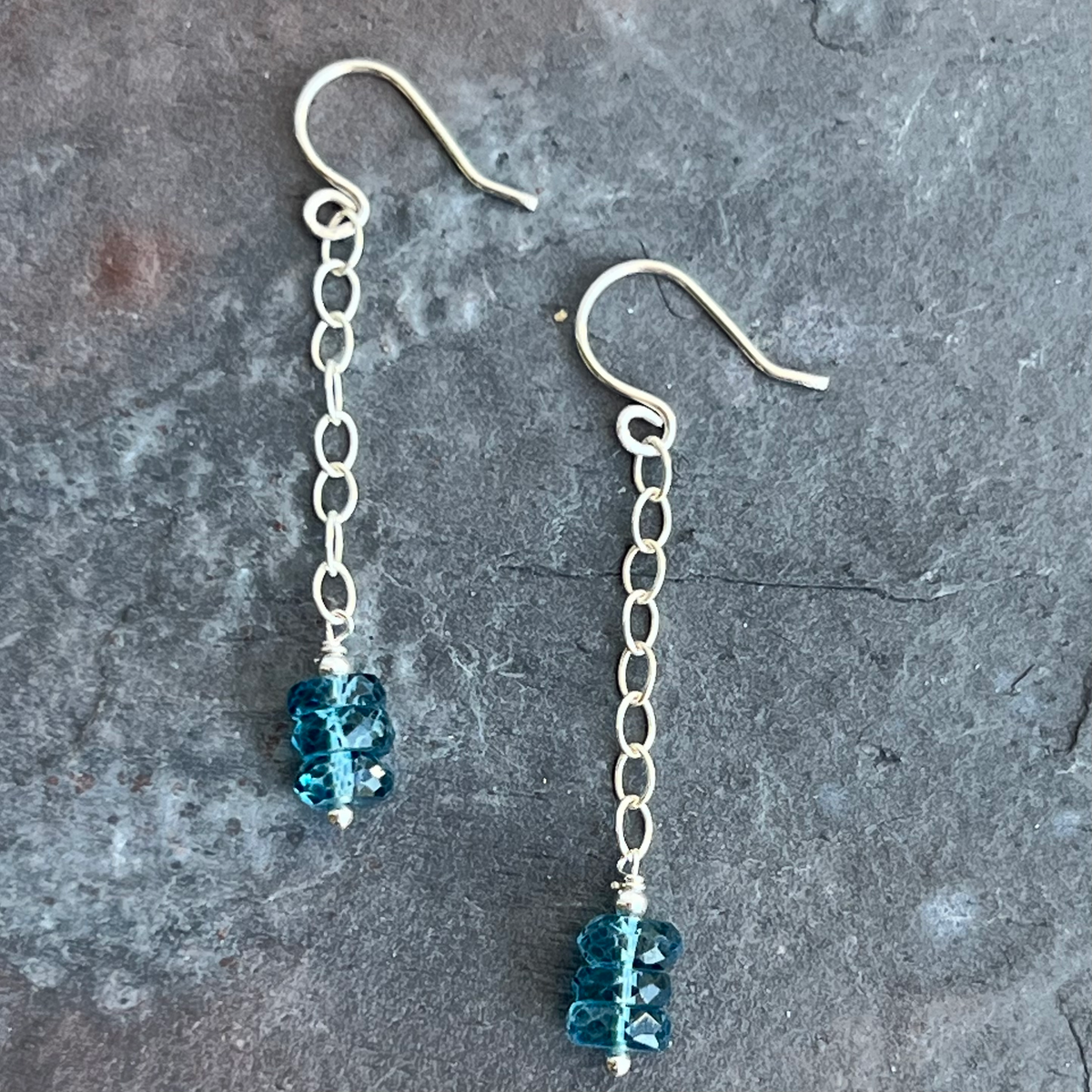London Blue Topaz Rain Chain Earrings at Garden of Silver.