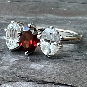 Garnet White Topaz 14K Gold Ring at www.gardenofsilver.com