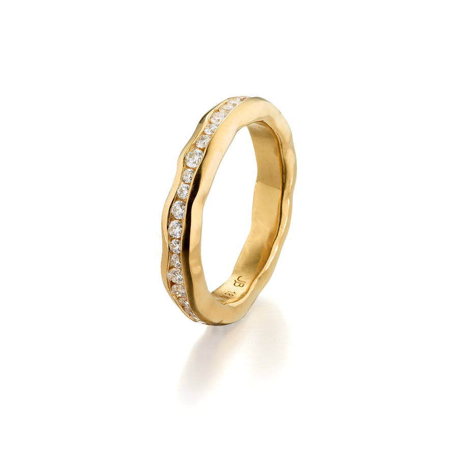 18k gold wavy channel set diamond ring with diamonds (41) 0.62 ct GVS. www.gardenofsilver.com