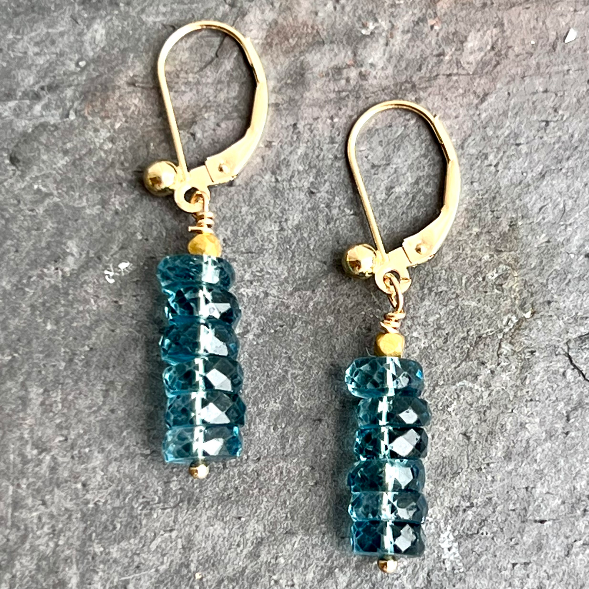 Kyanite 14K Gold Earrings at Garden of Silver in Westhampton Beach, NY. www.gardenofsilver.com
