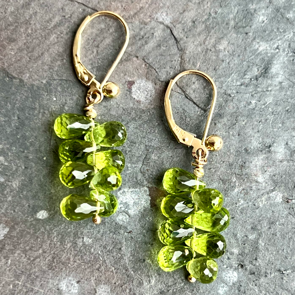 Peridot 14K Gold Earrings at www.gardenofsilver.com
