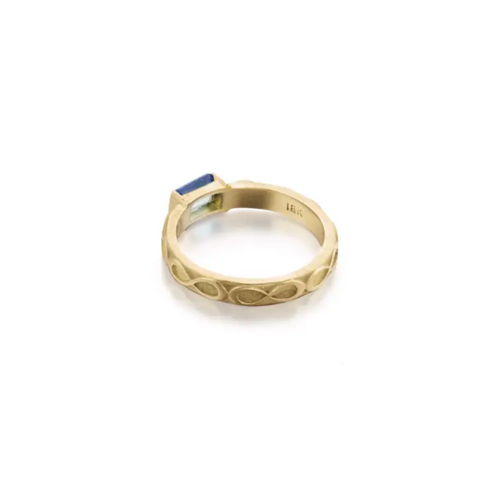 18K Aquamarine Rectangle Ring by Elizabeth Moore