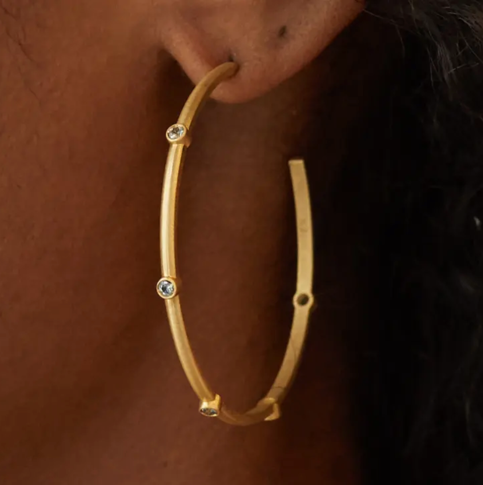 18K Montana Sapphire Hoops by Elizabeth Moore