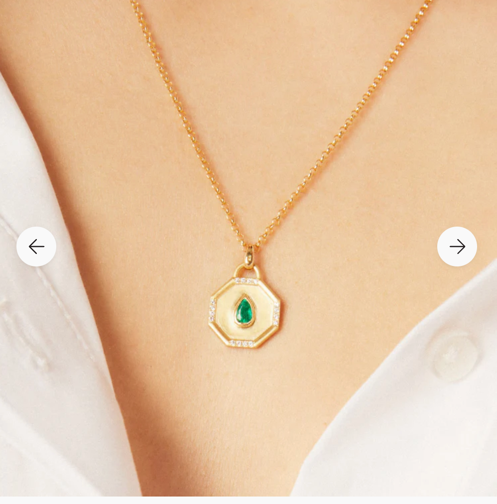 18K Emerald Fairy Dust Pendant by Elizabeth Moore