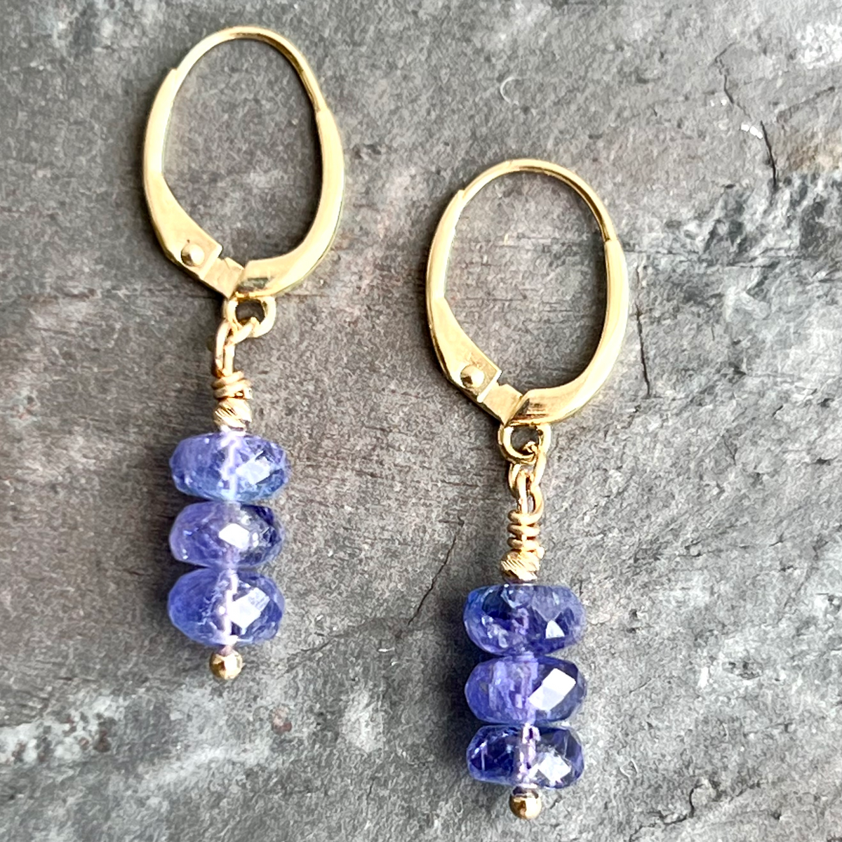 Tanzanite 14K Gold Earrings at www.gardenofsilver.com