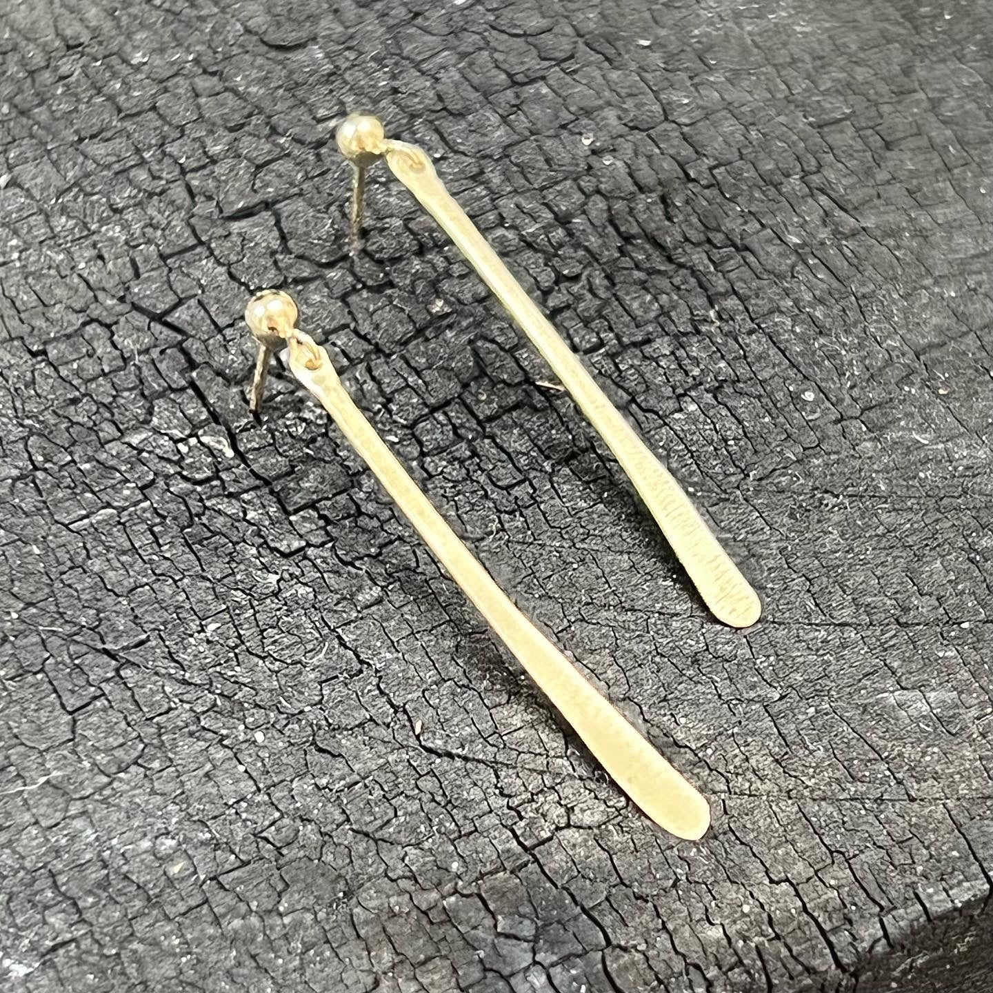 Gold handmade earrings by Garden of Silver in Westhampton Beach.