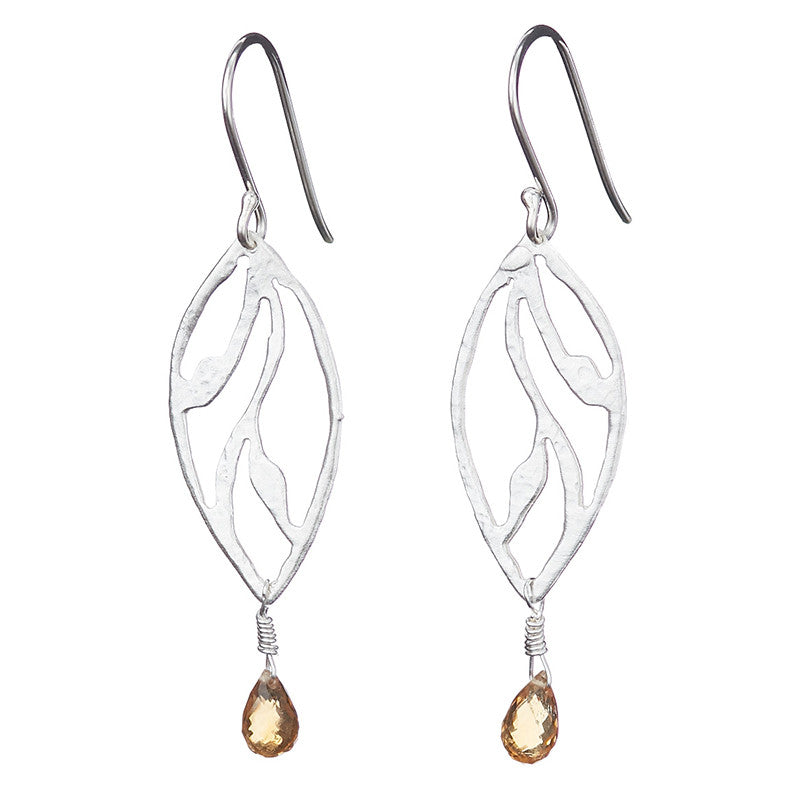 Citrine Leaf Earrings