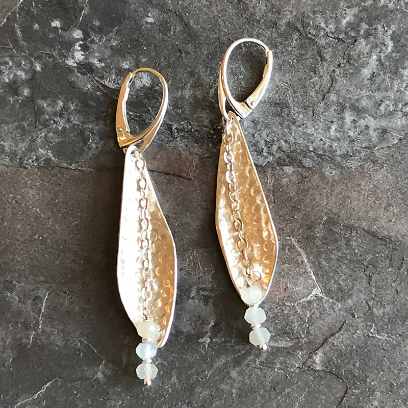 Moonstone Daisy Earrings by Garden of Silver handmade jewelry in Westhampton Beach, New York