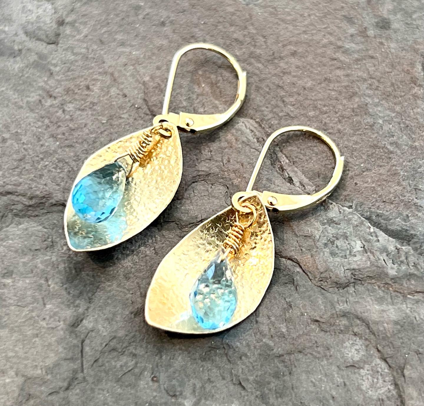 Swiss Blue Gold Earrings