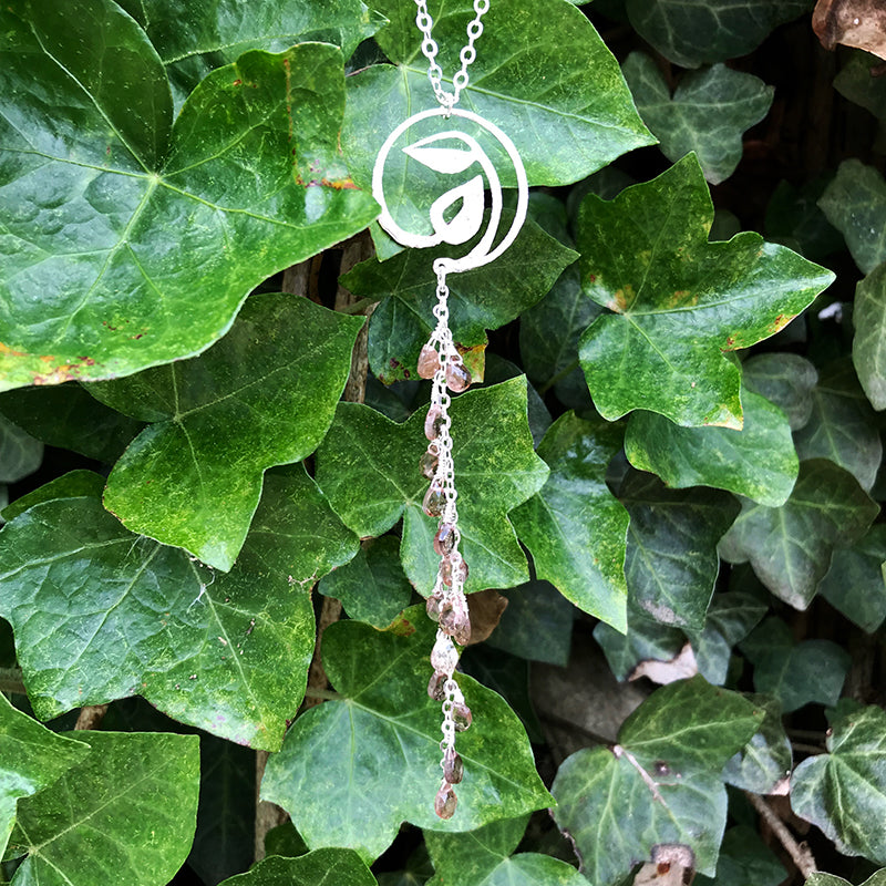 Eminence Necklace handmade by Garden of Silver in sterling silver and andalusite gemstones.