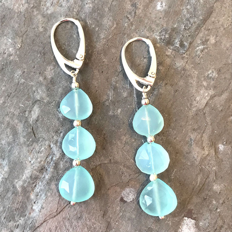 Chalcedony Dream Earrings handmade by Garden of Silver in Westhampton Beach, Hamptons, NY www.gardenofsilver.com