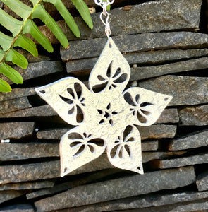 Dragonfly Flower necklace handmade in sterling silver by Garden of Silver.
