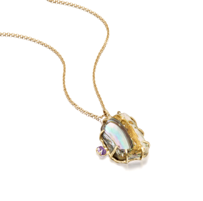 14k Gold Sea Shell Necklace by Jane Bartel at Garden of Silver in Westhampton Beach, New York, www.gardenofsilver.com