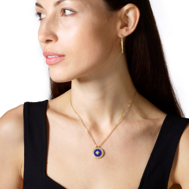 Lapis Lazuli Diamond Star Pendant by Elizabeth Moore at Garden of Silver in Westhampton Beach, New York. www.gardenofsilver.com