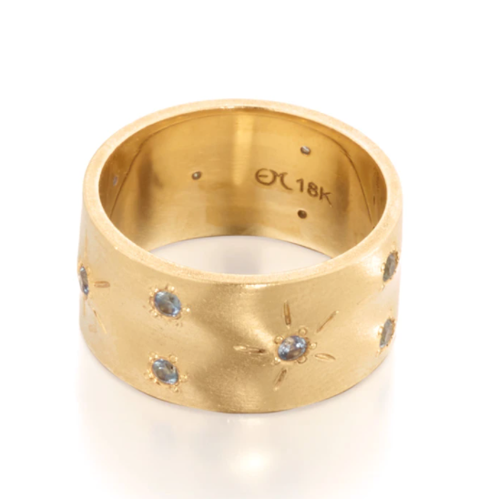 Circle of 5th's Montana Sapphire Cigar Band by Elizabeth Moore at Garden of Silver in Westhampton Beach, New York. www.gardenofsilver.com