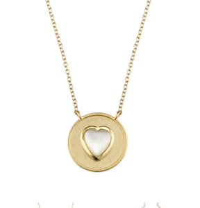 Mother of Pearl Gold Heart by Elizabeth Moore at Garden of Silver in Westhampton Beach, NY www.gardenofsilver.com