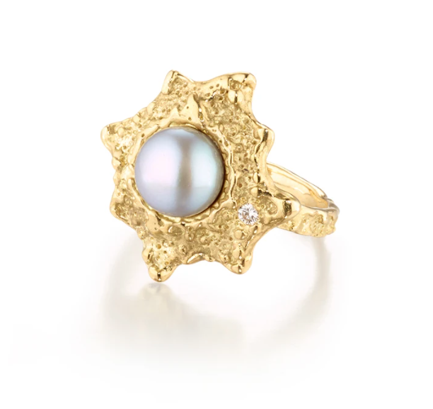 18K Gold Mermaid Pearl Ring by Jane Bartel at Garden of Silver in Westhampton Beach, NY Hamptons. www.gardenofsilver.com