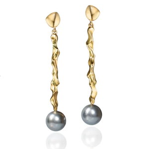 18K Gold Tahitian Pearl Earrings by Jane Bartel at Garden of Silver in Westhampton Beach, NY www.gardenofsilver.com