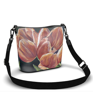Tulip Sunset leather handbag created by Eileen Baumeister McIntyre for Garden of Silver. www.gardenofsilver.com