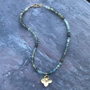 Moss Aquamarine & 18K Hydrangea Necklace by Garden of Silver in Westhampton Beach, NY www.gardenofsilver.com